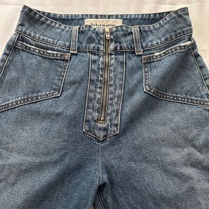 Reformation zip front jeans